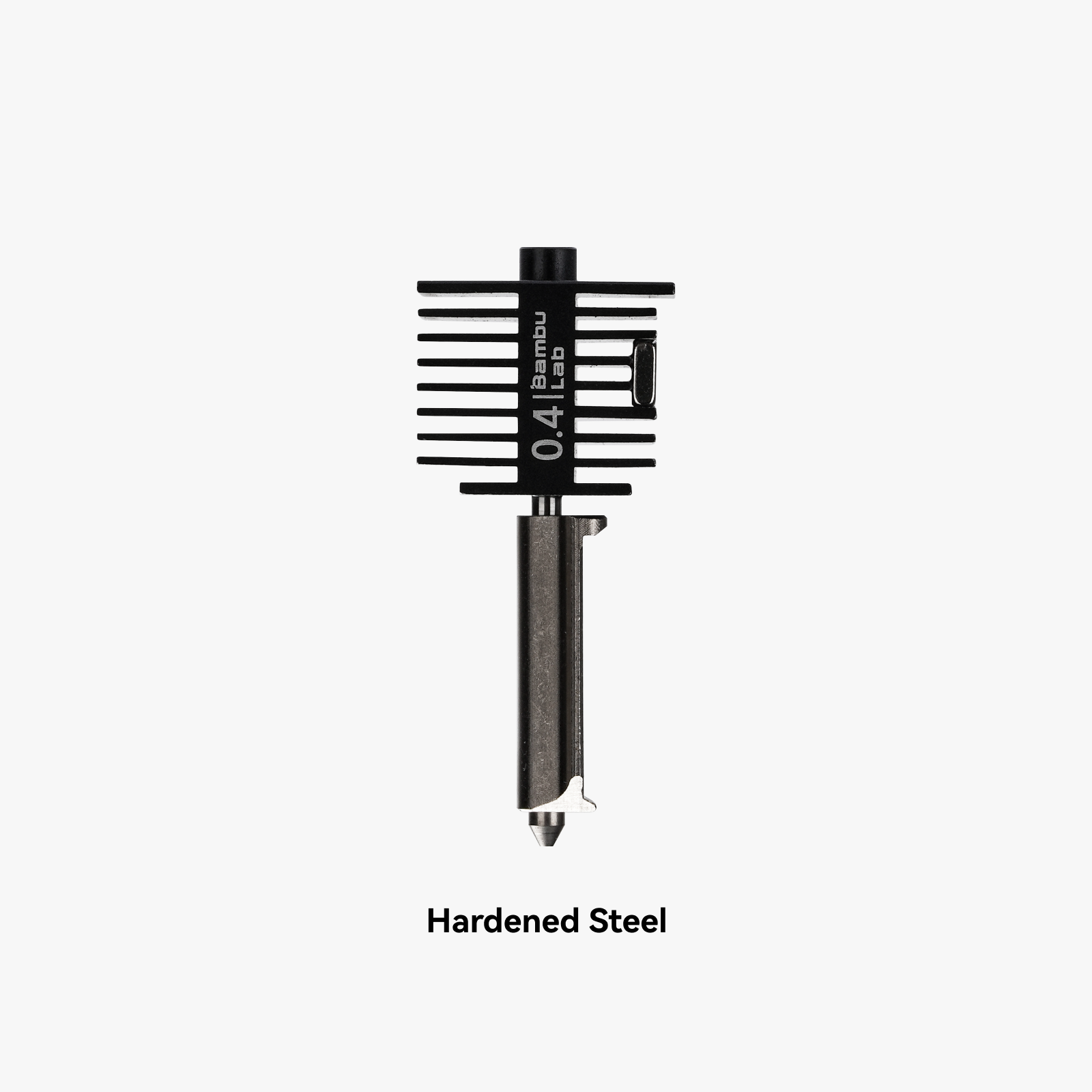 3dfactorylb Bambu Hotend A1 Series Hardened Steel spare part, showing the 0.4mm nozzle and durable construction.