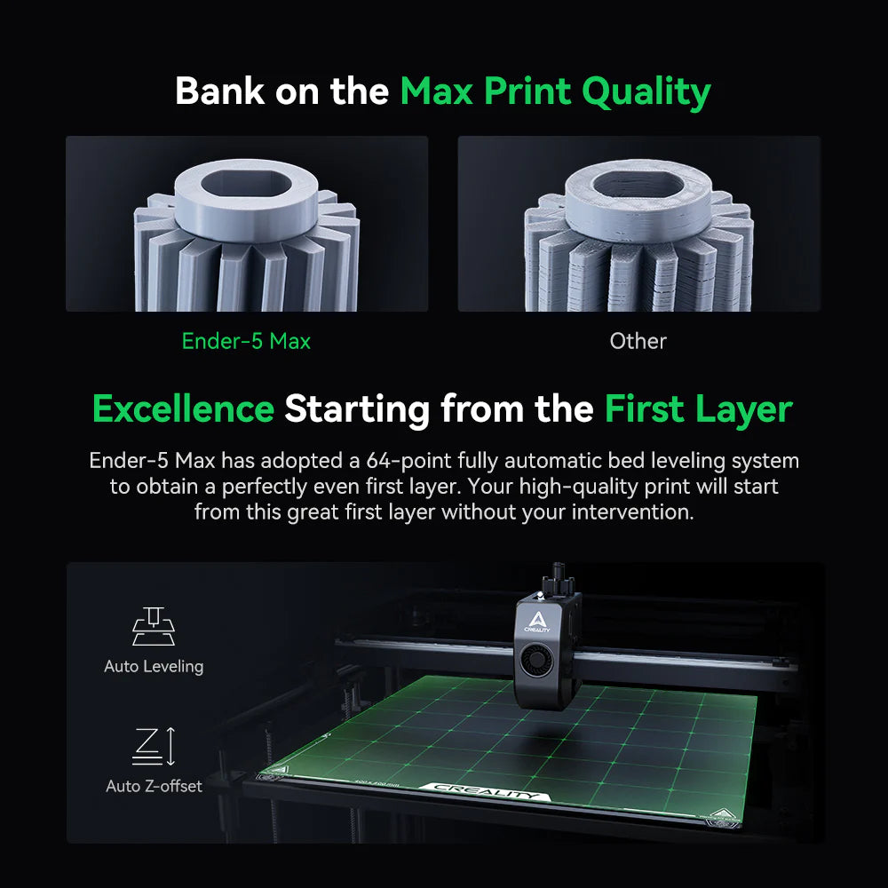 Creality Ender-5 Max 3D Printer by 3dfactorylb with large build volume and sturdy frame in a modern workspace.