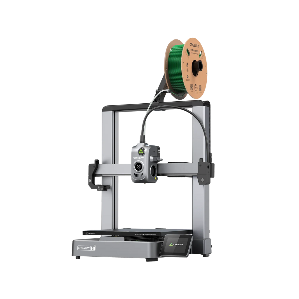 3dfactorylb Creality Hi Combo 3D Printer with dual extruders and LCD screen, shown on a clean workspace.