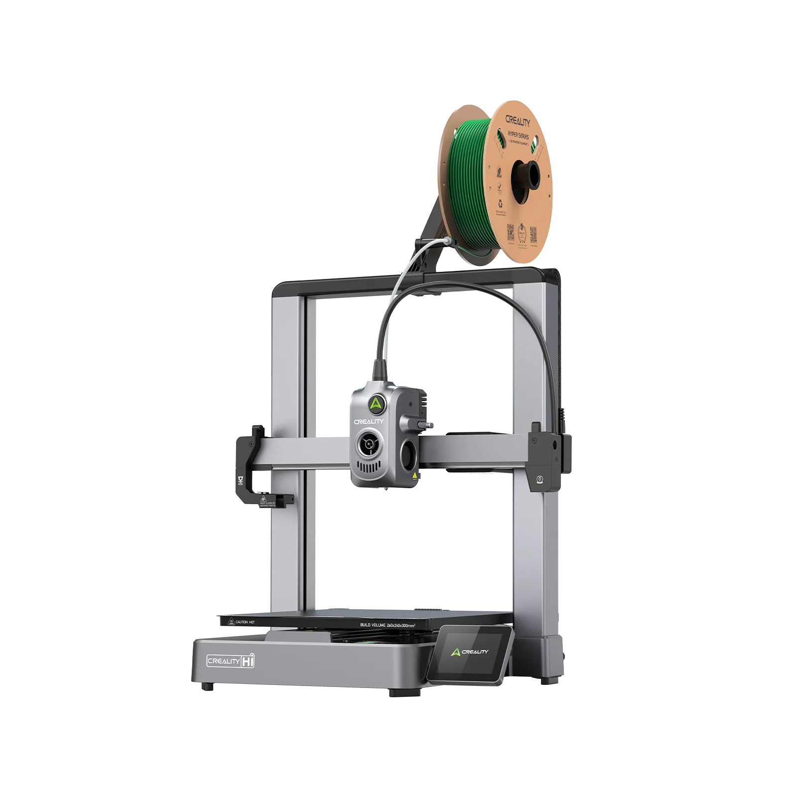 3dfactorylb Creality Hi Combo 3D Printer with dual extruders and LCD screen, shown on a clean workspace.