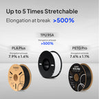 3dfactorylb Elegoo TPU 95A flexible filament 1kg spool, 1.75mm diameter, shown in a coiled, flexible filament roll.