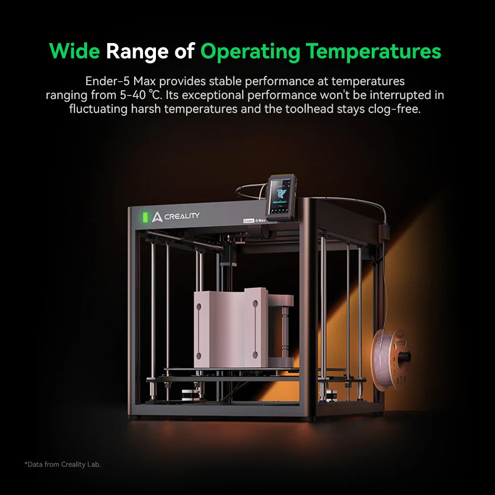 3D printer from 3dfactorylb, Creality Ender-5 Max model, showing the large build volume and control panel in a well-lit setup.