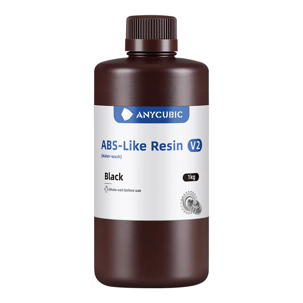 3dfactorylb Anycubic ABS-Like Resin V2 1kg container with clear label and plastic bottle, used for 3D printing resin applications.