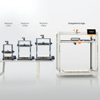3dfactorylb Elegoo OrangeStorm Giga 3D printer with orange frame and large build volume, shown from a side angle.