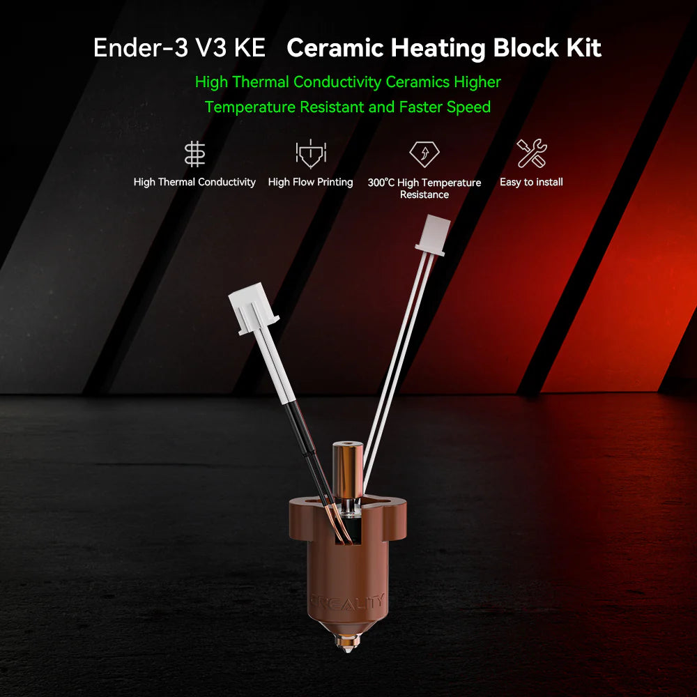 3dfactorylb Ender-3 V3 KE ceramic heating block kit for 3D printer, spare part with heatsink and heating element.