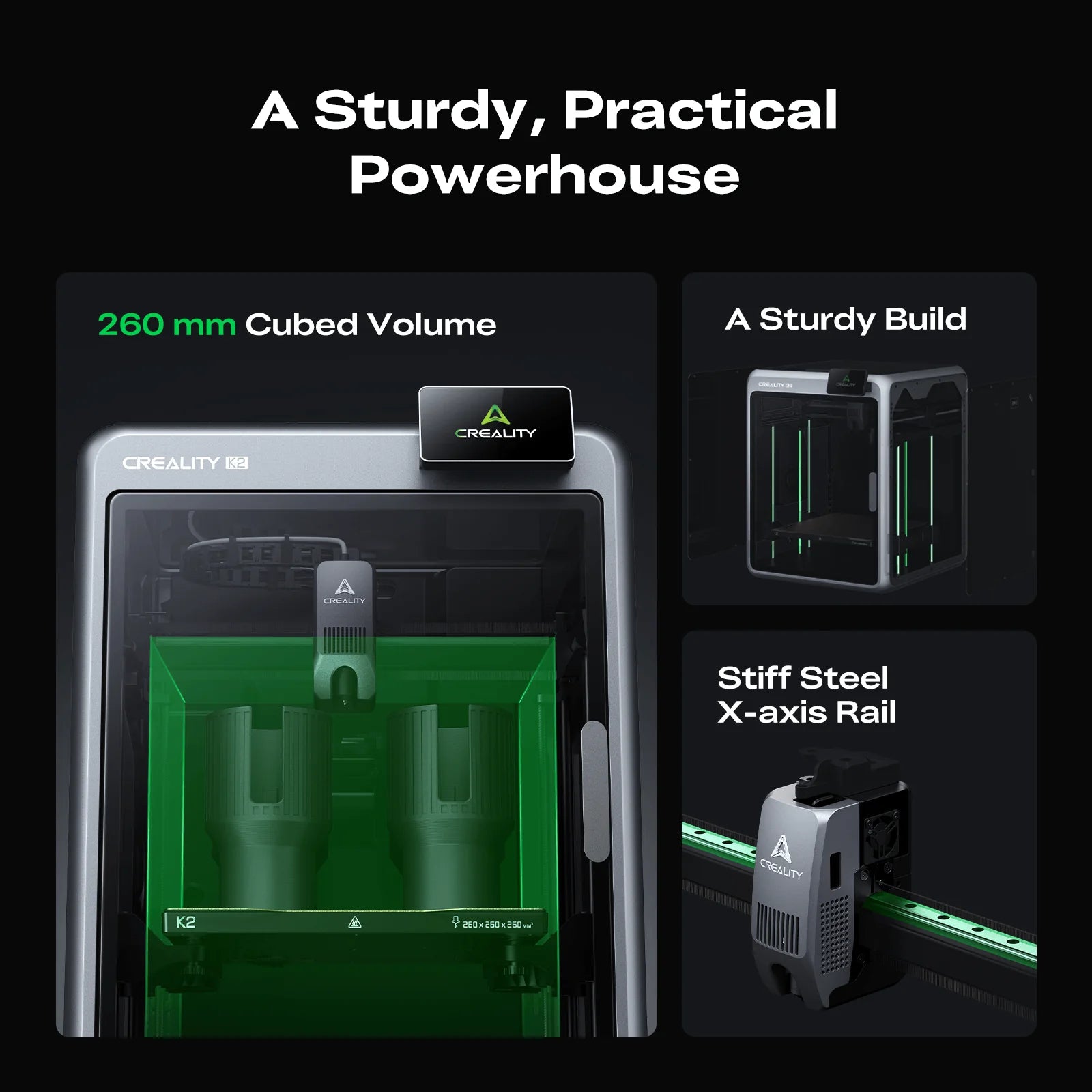 3dfactorylb Creality K2 Combo 3D Printer with large build volume and dual extrusion for detailed 3D printing projects
