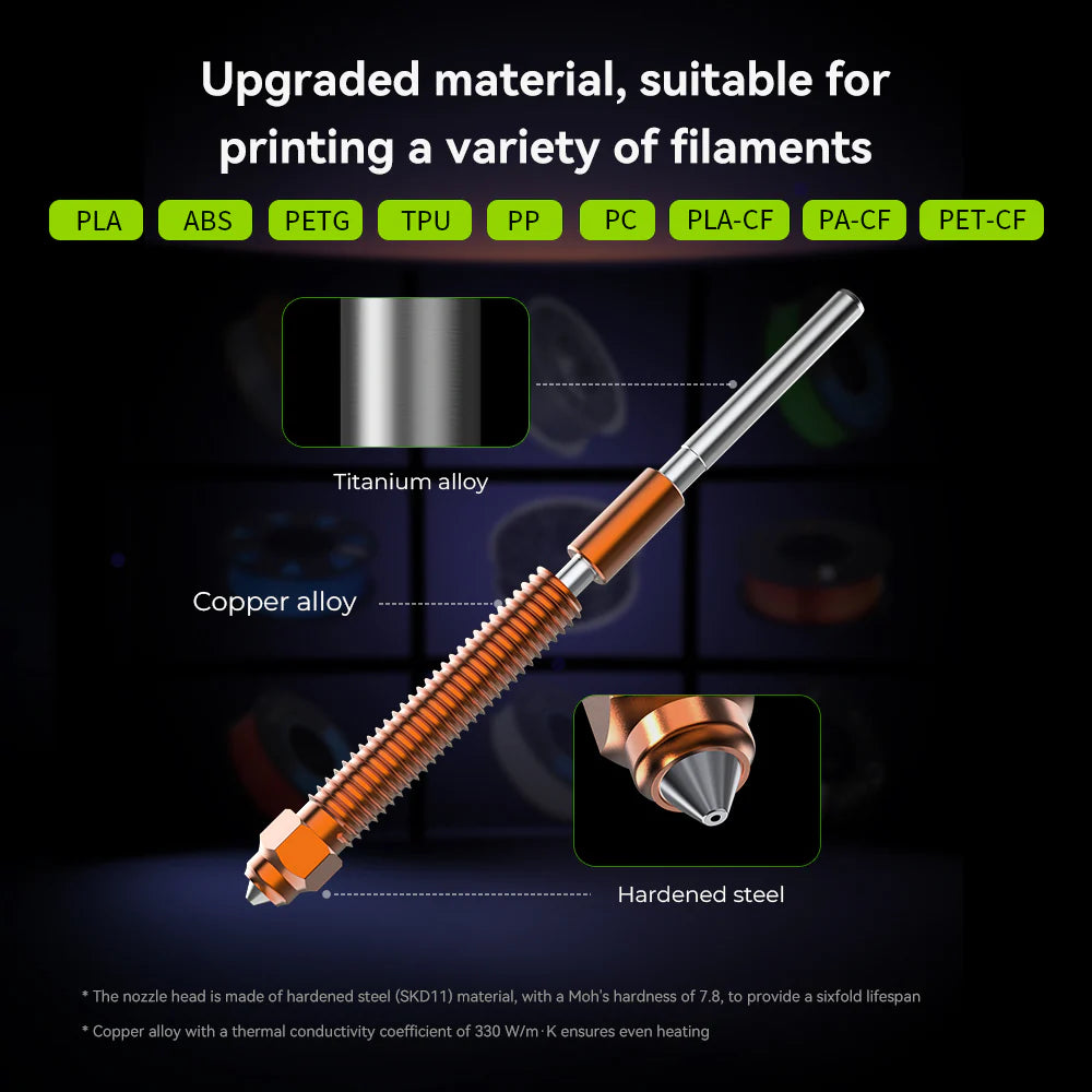 3dfactorylb Unicorn K2P Quick-Swap Nozzle 0.4mm for Creality K2 Pro 3D printer, showing the nozzle design and branding.