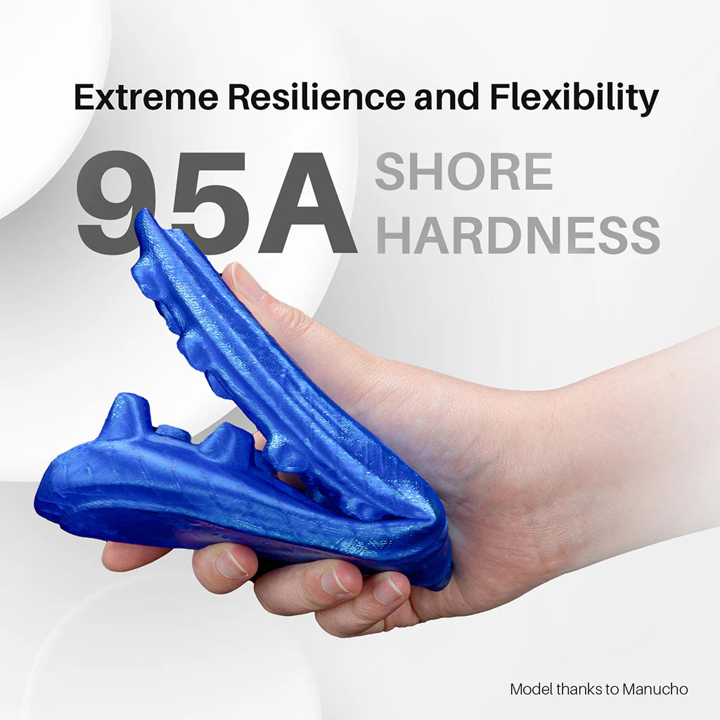 Flexible Elegoo TPU 95A filament, 1kg, 1.75mm diameter, shown in a spool for 3dfactorylb 3D printing projects.