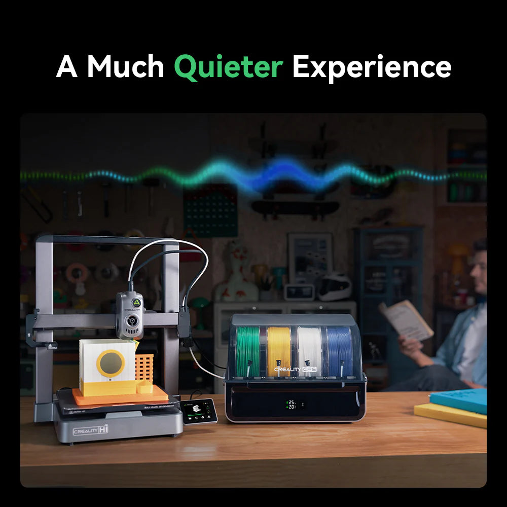 3dfactorylb Creality Hi Combo 3D Printer showing the compact design and control panel in a well-lit workspace.