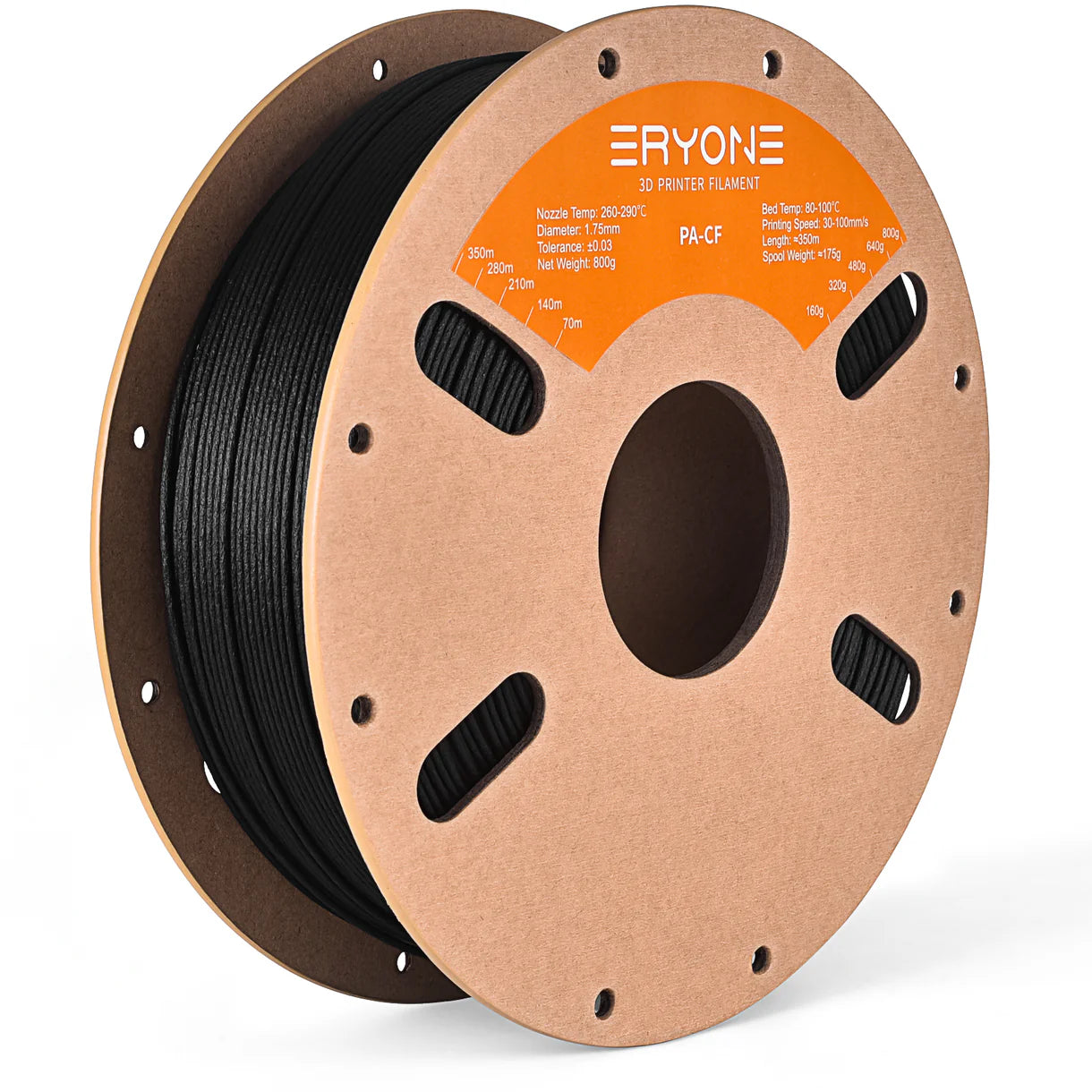 Eryone Nylon PA6-CF filament spool from 3dfactorylb, showing black fiber-reinforced 3D printing filament on a reel