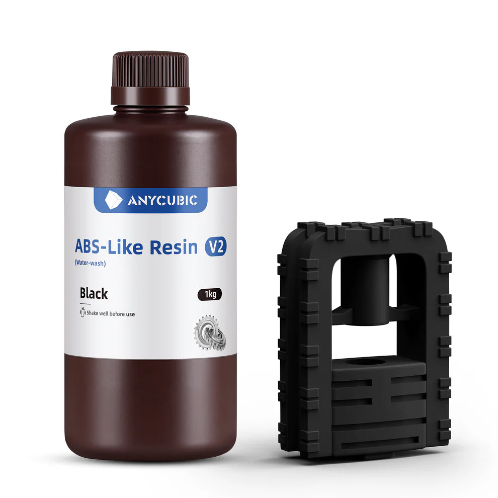 3dfactorylb ABS-Like Resin V2 1kg in black, clear resin with smooth finish, suitable for 3D printing and detailed models.