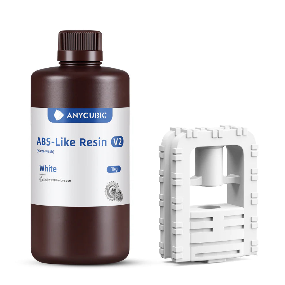 White 3dfactorylb ABS-Like Resin V2 1kg container for 3D printing, showcasing the resin's smooth, opaque appearance.