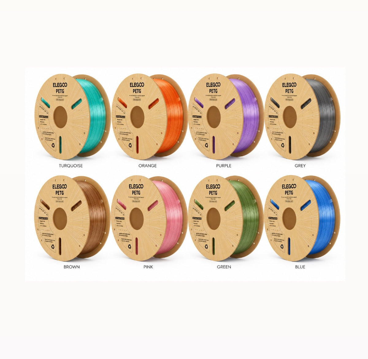 Translucent Elegoo PETG filament by 3dfactorylb, shown in a spool for 3D printing with clear, glossy finish
