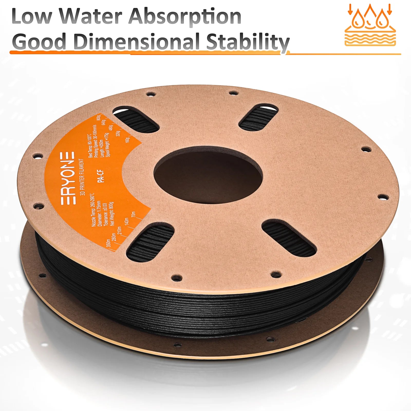 Eryone Nylon PA6-CF 1kg filament spool from 3dfactorylb, showing black reinforced nylon material with carbon fiber texture.
