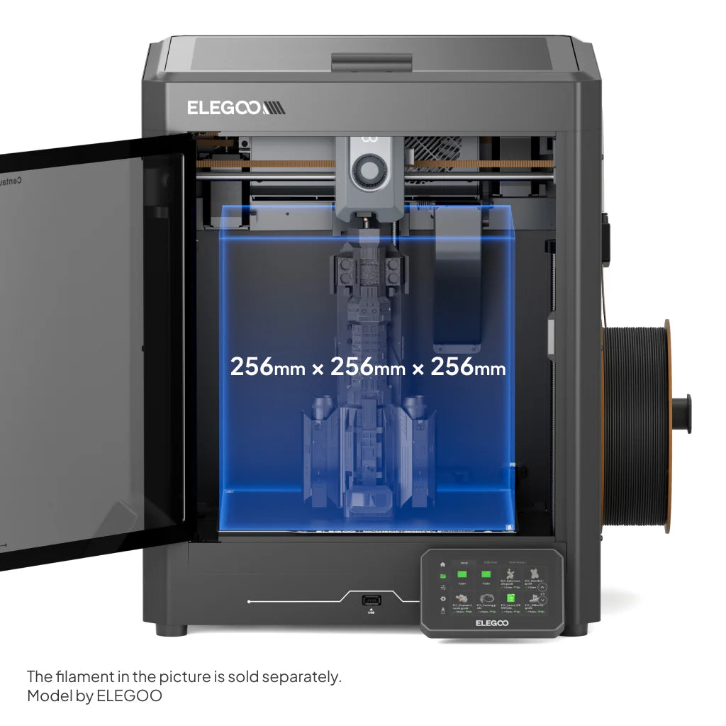 3dfactorylb Elegoo Centauri Carbon 3D printer with large build volume, showing the printer's structure and build platform in a sleek design.