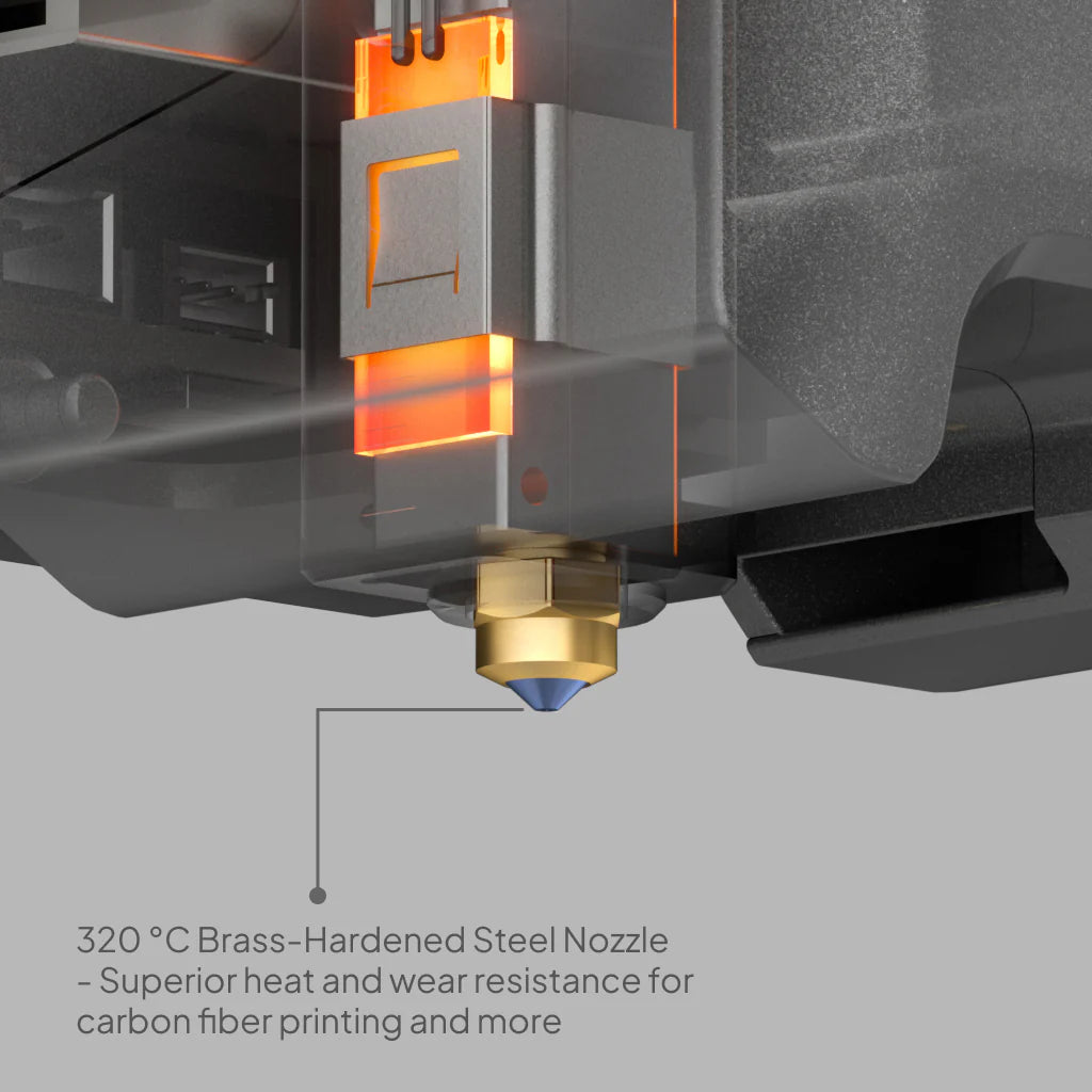 3dfactorylb Elegoo Centauri Carbon 3D printer brass hardened steel nozzle for precise filament extrusion, shown in the image.