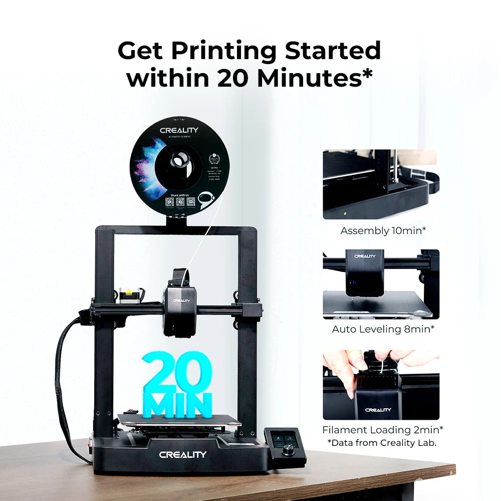 3dfactorylb Creality Ender-3 V3 SE 3D Printer with black frame, heated bed, and filament spool holder, ready for 3D printing.