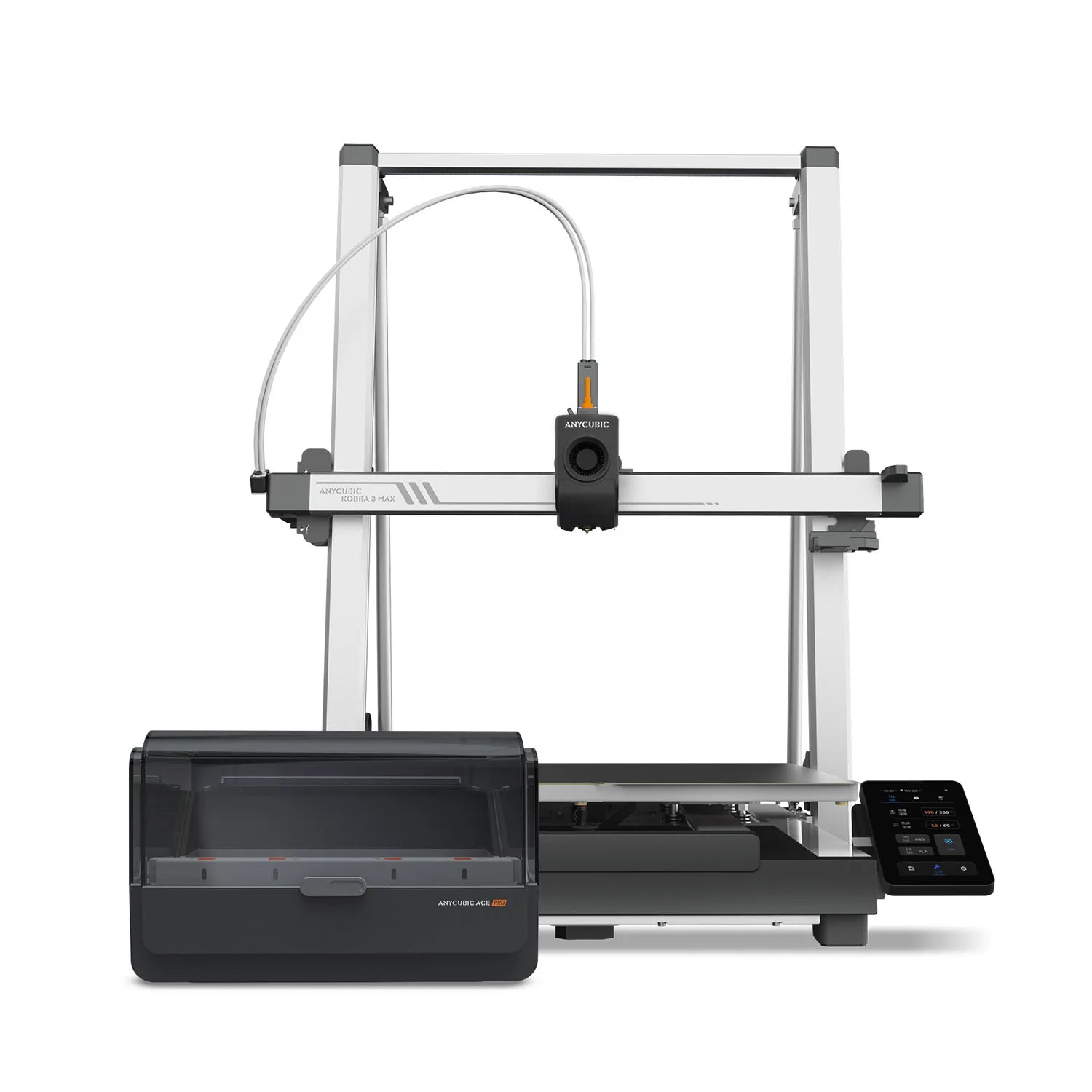 3D printer by 3dfactorylb, Anycubic Kobra 3 Max/3 Max Combo model, showcasing the printer with its build platform and filament spool