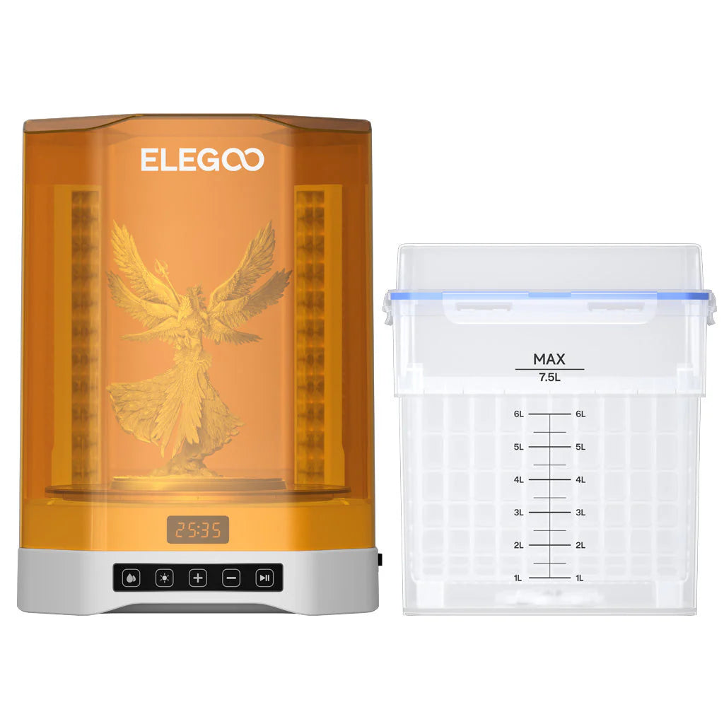 Elegoo Mercury 3.0 Plus Wash and Cure Station accessory for 3D printing, with EU plug, featuring compact design and user-friendly controls.