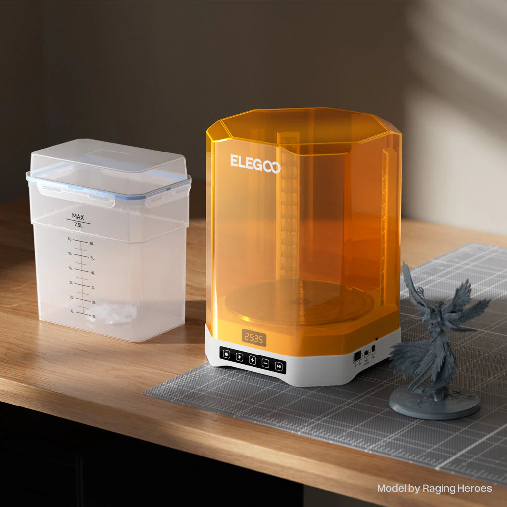 3dfactorylb Elegoo Mercury 3.0 Plus Wash & Cure Station EU plug, compact 3D printer accessory with transparent curing chamber.