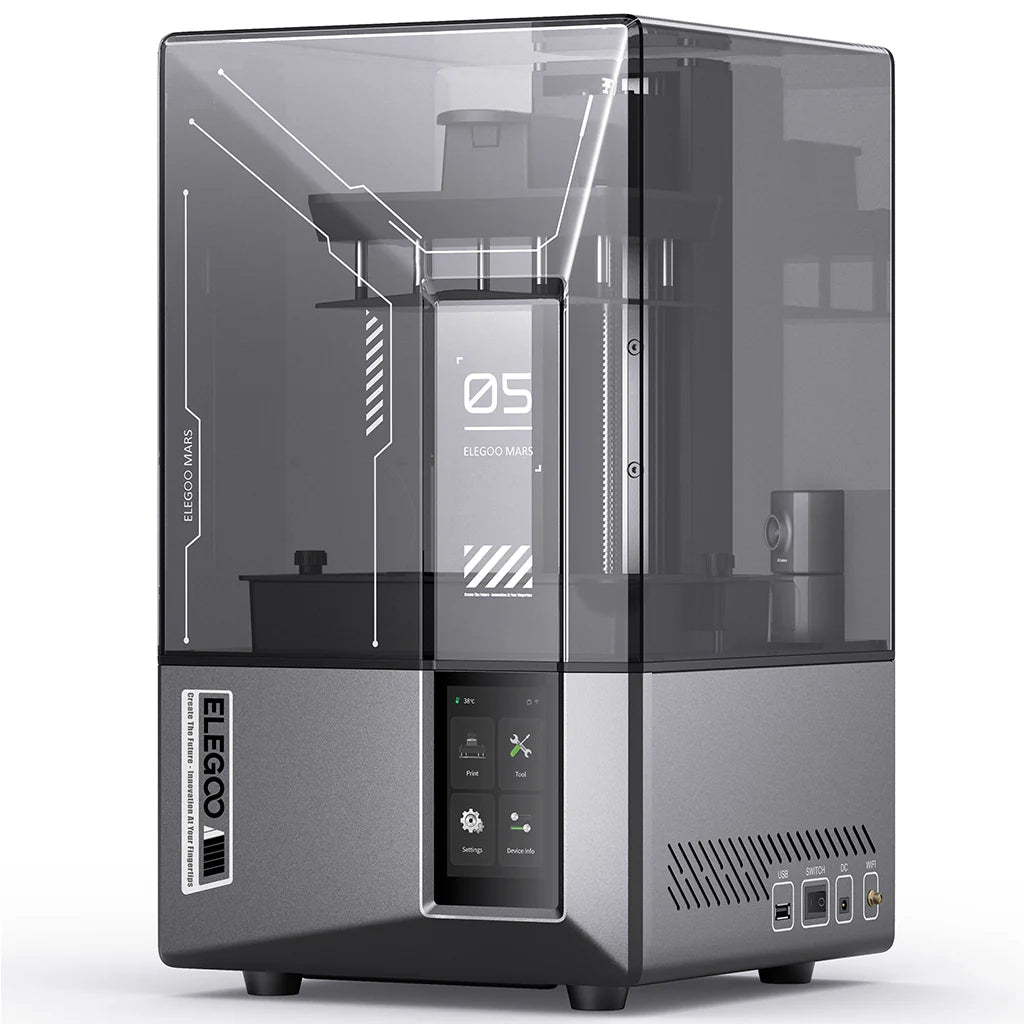 3dfactorylb Elegoo Mars 5 Ultra resin 3D printer with EU plug, showing the compact desktop 3D printing device with LCD screen