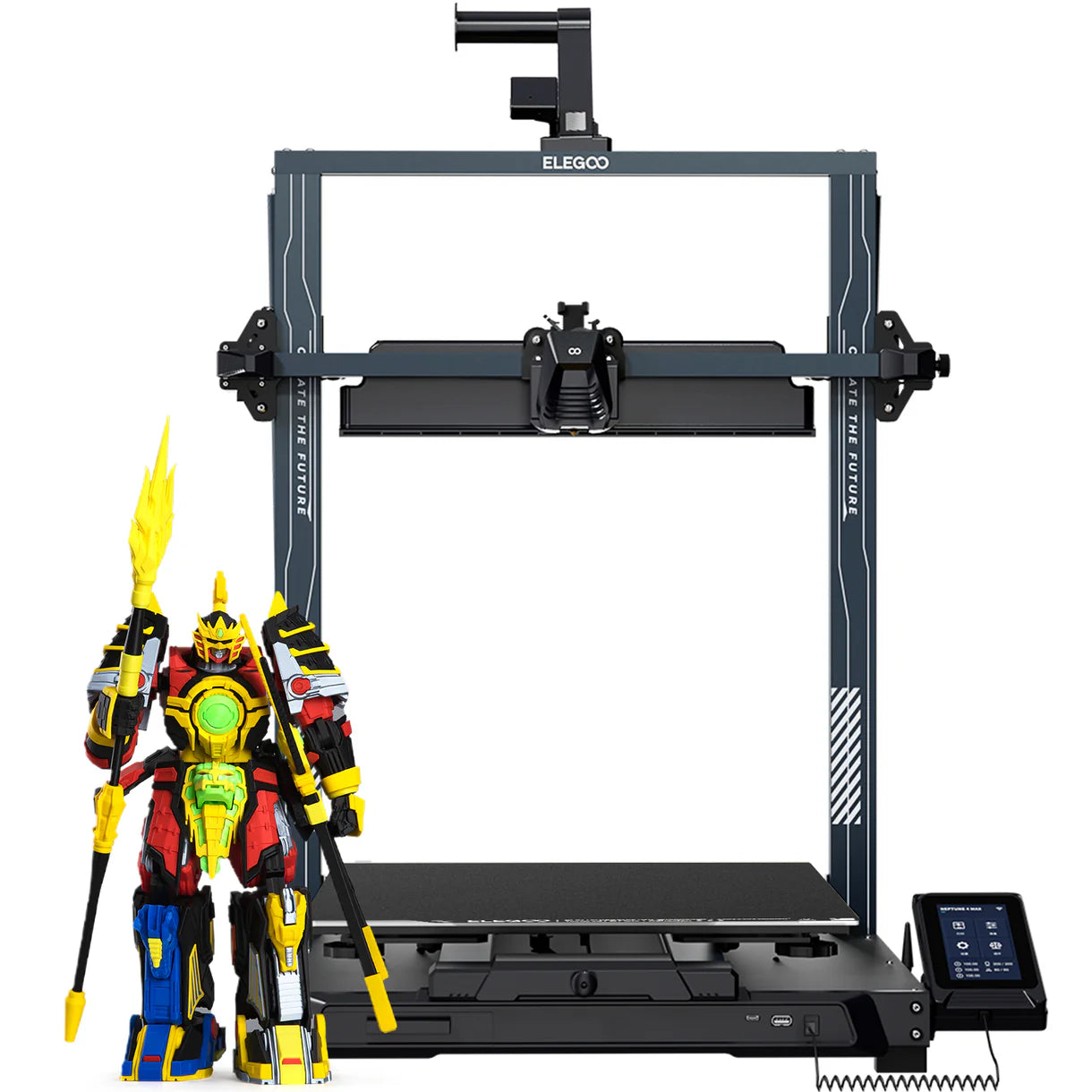 3D printer Elegoo Neptune 4 Max by 3dfactorylb with large build volume and modern design, shown in a clean workspace.