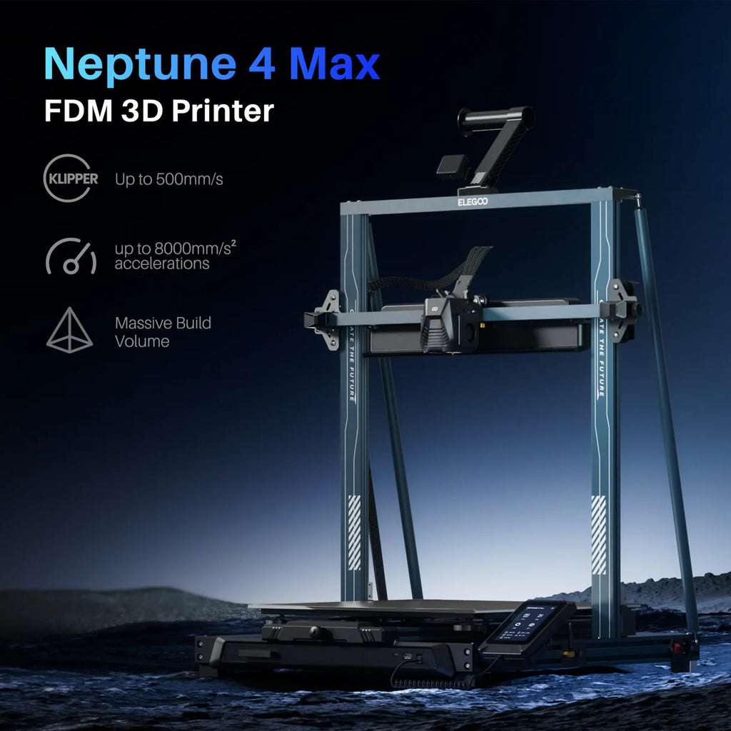 3D printer Elegoo Neptune 4 Max by 3dfactorylb with a sleek design and build area, ready for precise 3D printing projects.
