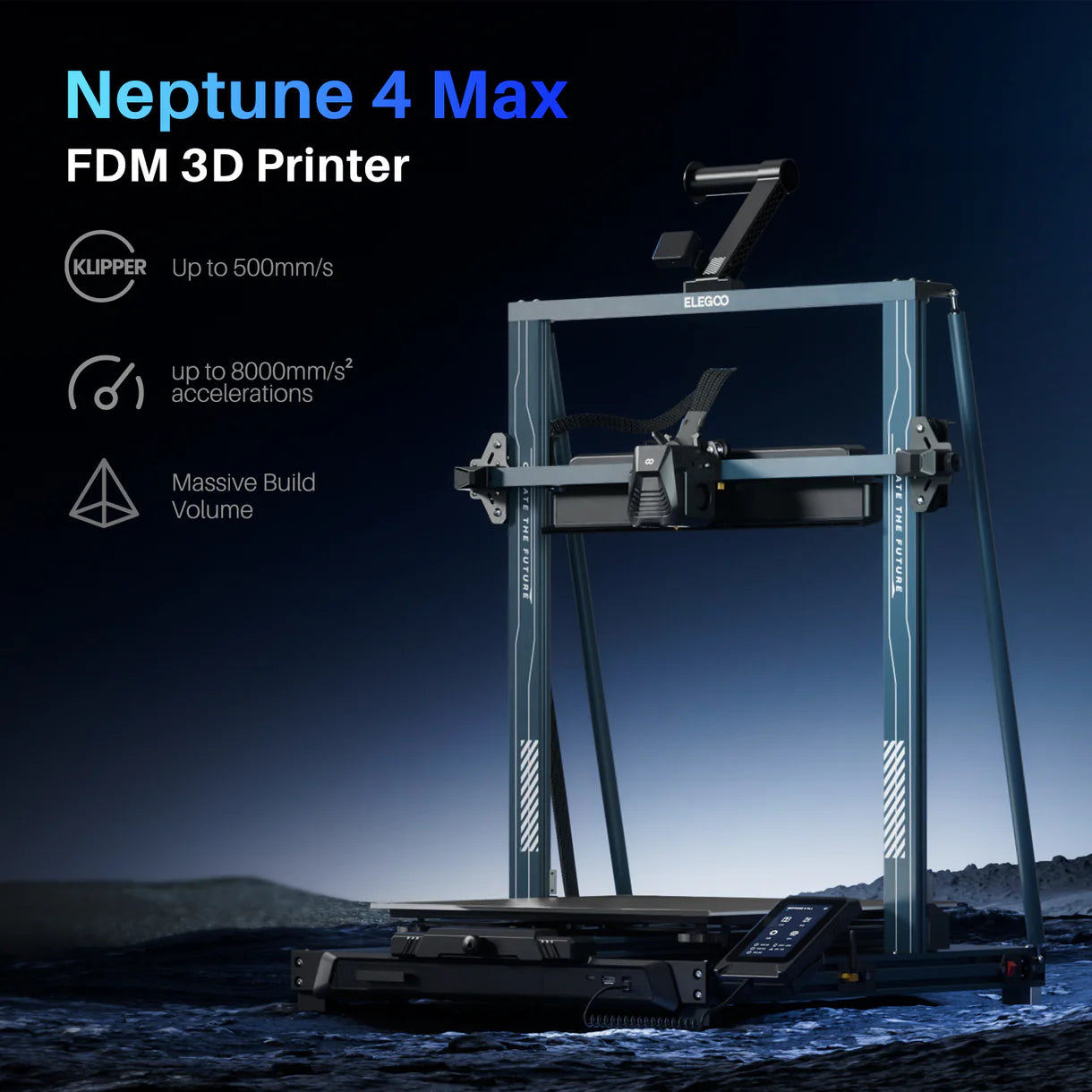 3D printer Elegoo Neptune 4 Max by 3dfactorylb with a sleek design and build area, ready for precise 3D printing projects.