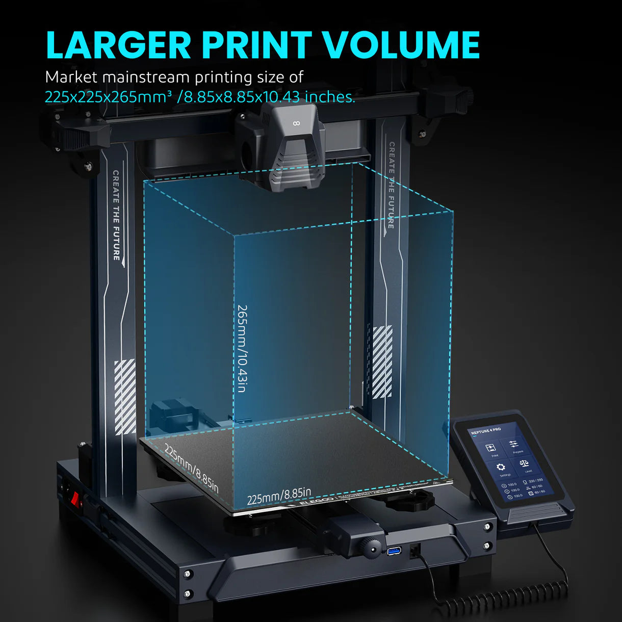 3D printer Elegoo Neptune 4 Pro by 3dfactorylb with sleek design and filament spool holder, ready for detailed 3D printing projects.