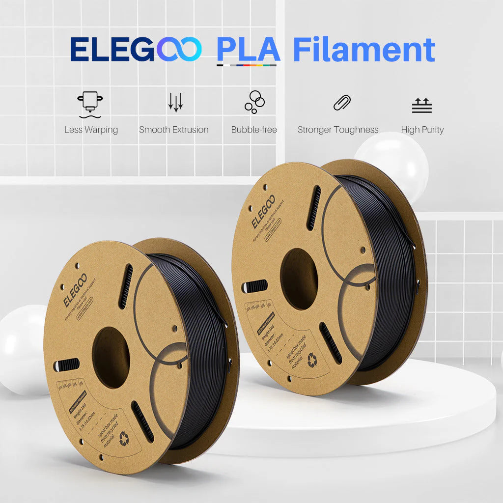 Black Elegoo PLA+ filament spool bundle from 3dfactorylb, 10kg of high-quality 3D printing filament for versatile use.