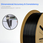 Black 3dfactorylb Elegoo PLA+ filament spool, 10kg bundle for 3D printing, showing the filament's smooth, black plastic filament.