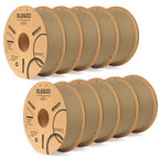 3dfactorylb Elegoo PLA+ filament bundle in 10kg with wood-colored filament for 3D printing, showcasing spools of colorful filament.