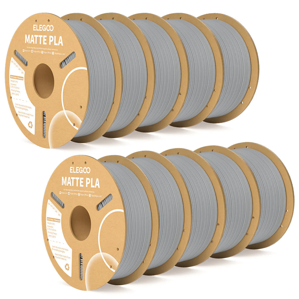 3dfactorylb Elegoo PLA matte filament bundle in 10kg slate grey, showing spools of versatile 3D printing filament.