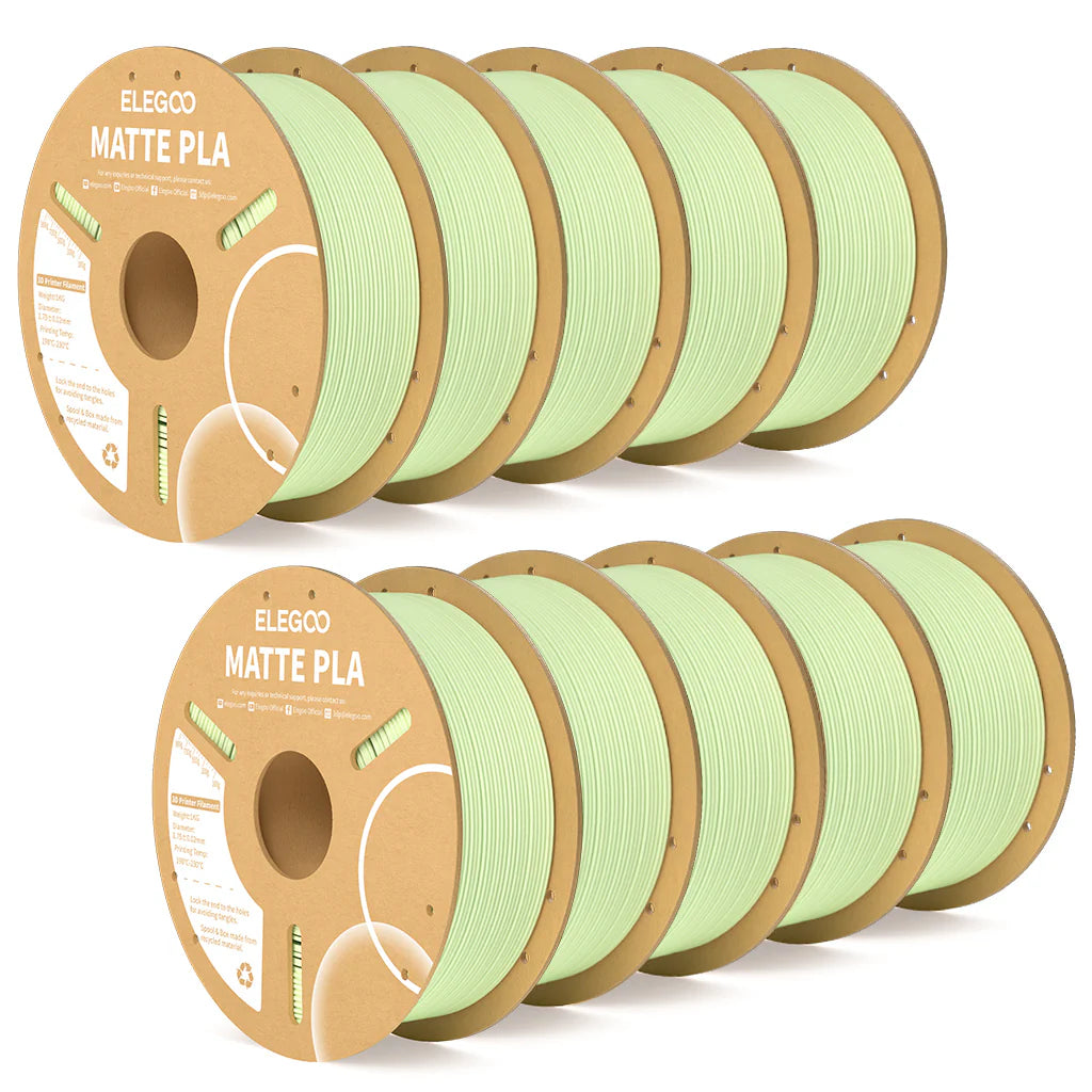 3dfactorylb Elegoo PLA matte filament bundle in mint green, 10kg spool for 3D printing projects, showing the filament on the spool