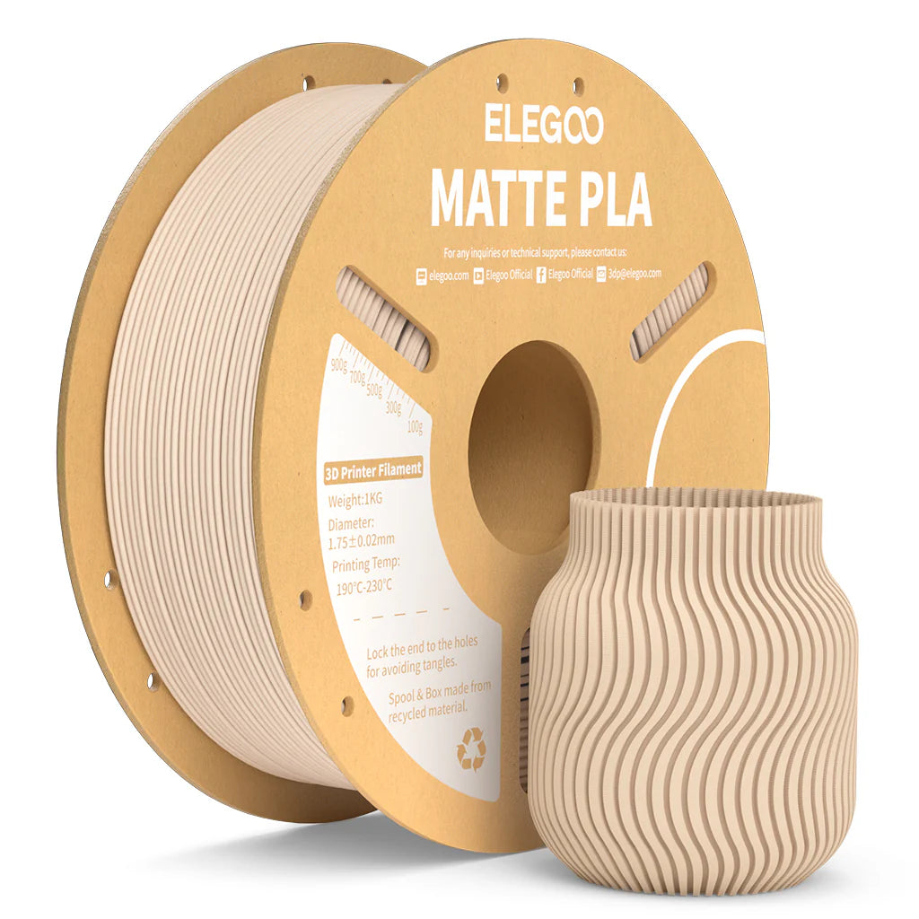 Beige 3dfactorylb PLA Matte 1kg filament spool, 1.75mm diameter, shown on cardboard spool for 3D printing.