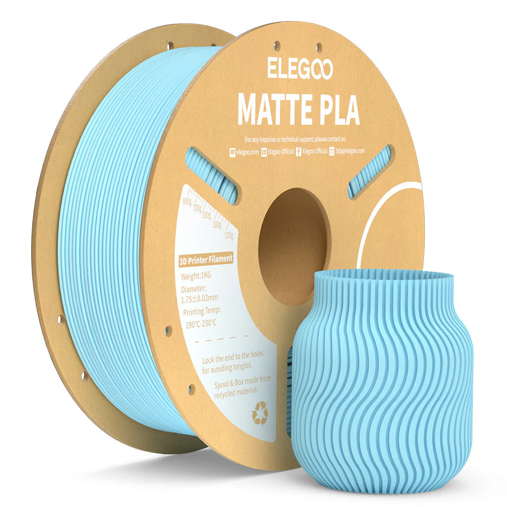 3dfactorylb PLA Matte 1kg 1.75mm filament on cardboard spool in ice blue color, suitable for 3D printing projects