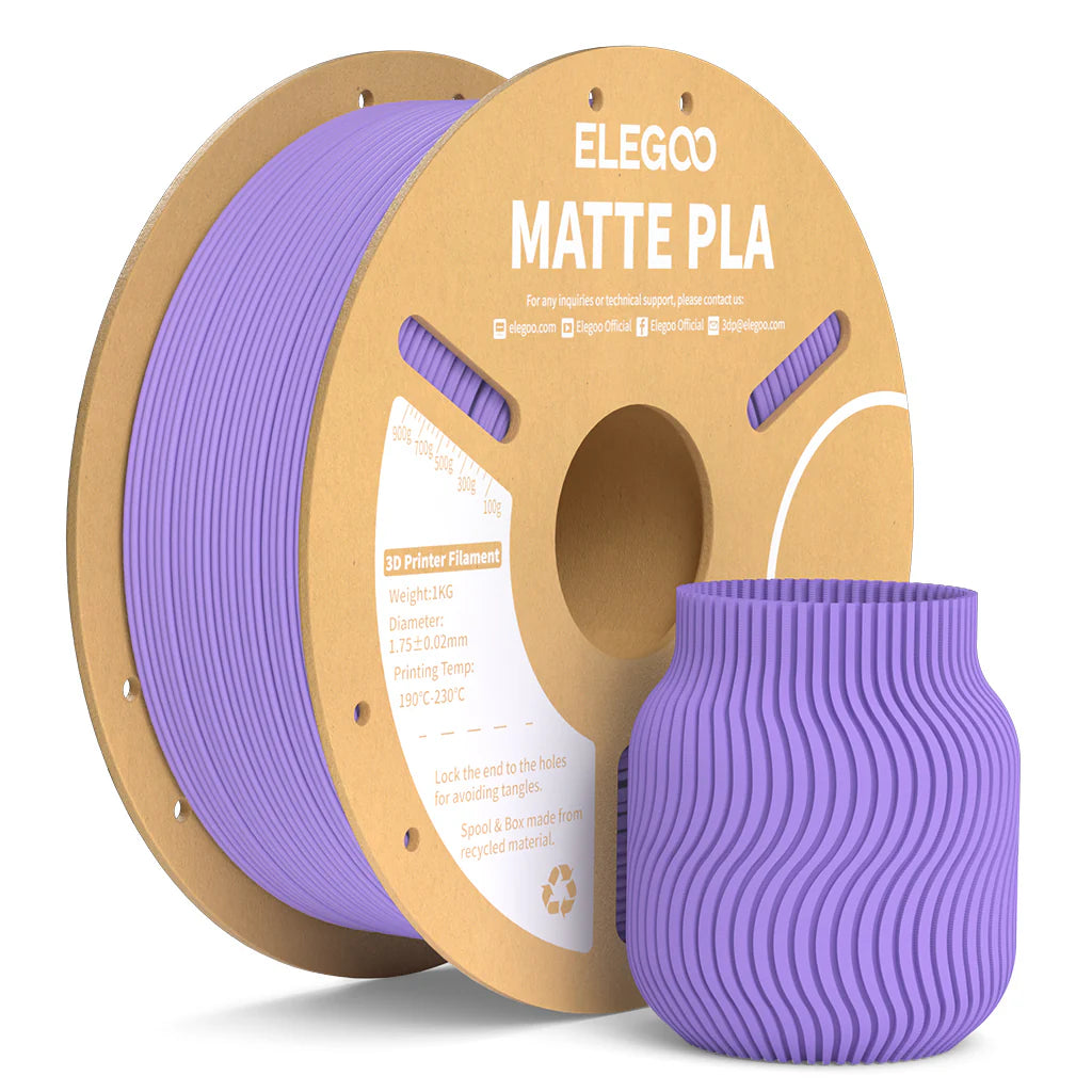 Lavender purple PLA matte filament spool from 3dfactorylb, 1kg, 1.75mm 3D printing filament on a cardboard spool.