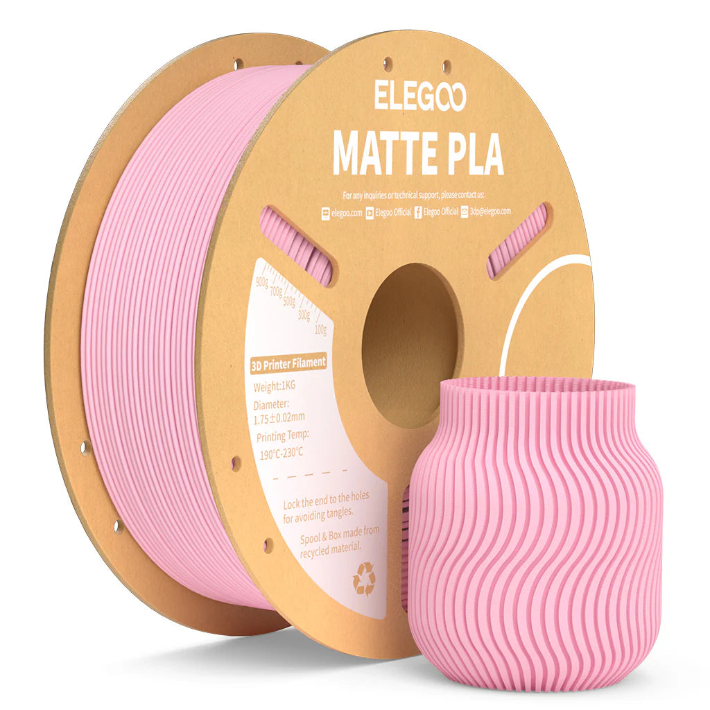 Pink PLA matte filament 1kg, 1.75mm diameter on a cardboard spool from 3dfactorylb for 3D printing.
