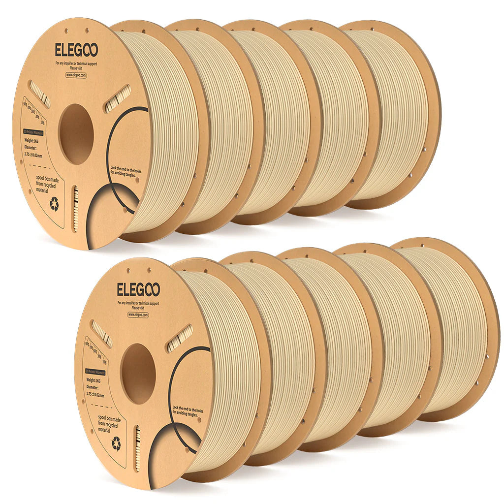 Beige Elegoo PLA+ filament spool bundle from 3dfactorylb, 10kg of high-quality 3D printing filament for versatile use
