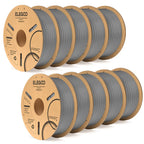 3dfactorylb Elegoo PLA+ filament bundle in 10kg space grey spool, ideal for 3D printing with durable, high-quality filament.