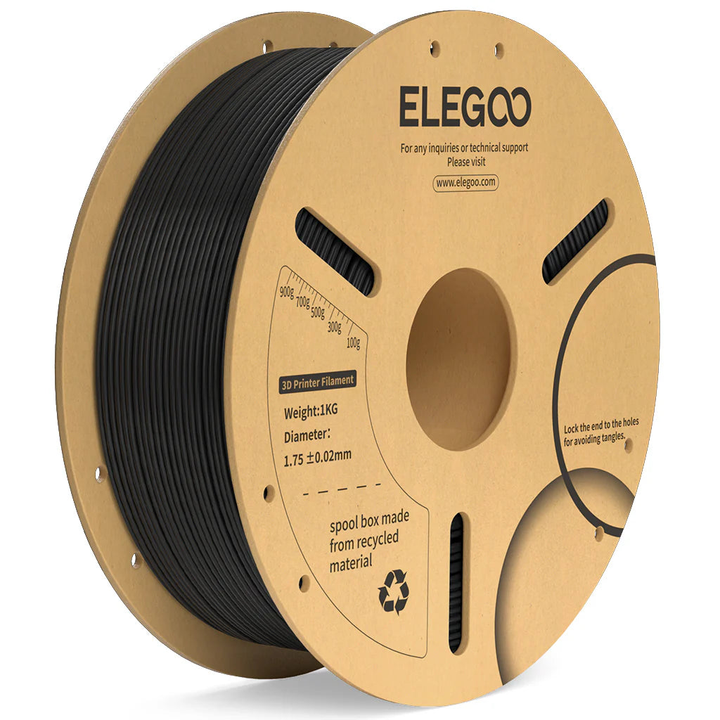 Black 3dfactorylb PLA+ 1kg filament spool, 1.75mm 3D printing filament for additive manufacturing.