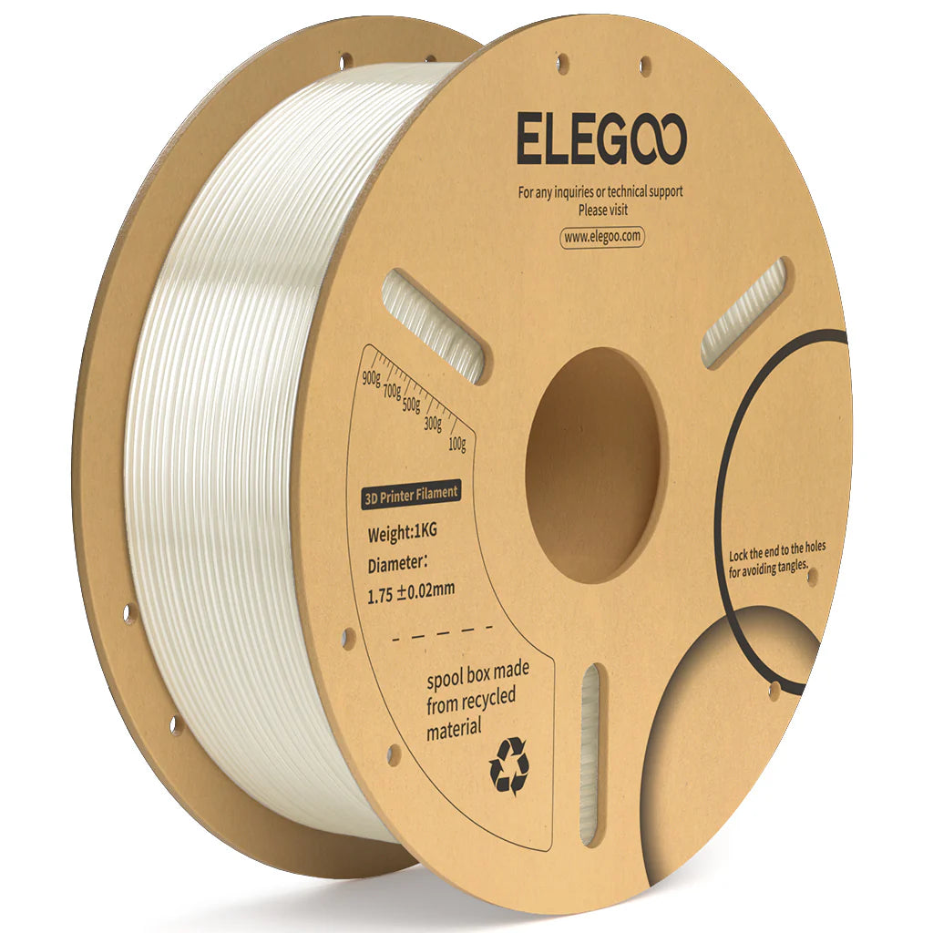 Clear PLA+ filament spool from 3dfactorylb, 1kg 1.75mm 3D printing filament on a paper spool.