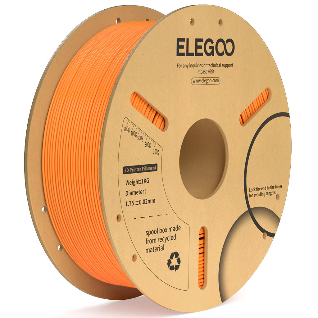 Orange PLA+ 1kg filament on a paper spool by 3dfactorylb, suitable for 3D printing with 1.75mm diameter.