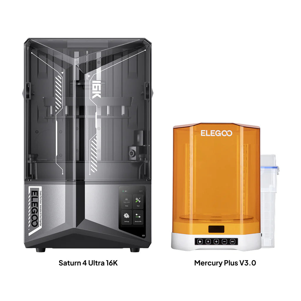 3D printer Elegoo Saturn 4 16K Ultra with Mercury Plus V3.0, featuring a large build plate and advanced LCD screen display.