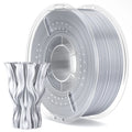 Silver Silk PLA filament 1kg, 1.75mm diameter with glossy finish from 3dfactorylb for 3D printing.
