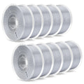 Silver Elegoo PLA Silk filament spools, 10kg bundle from 3dfactorylb, showcasing shiny, smooth filament for 3D printing.