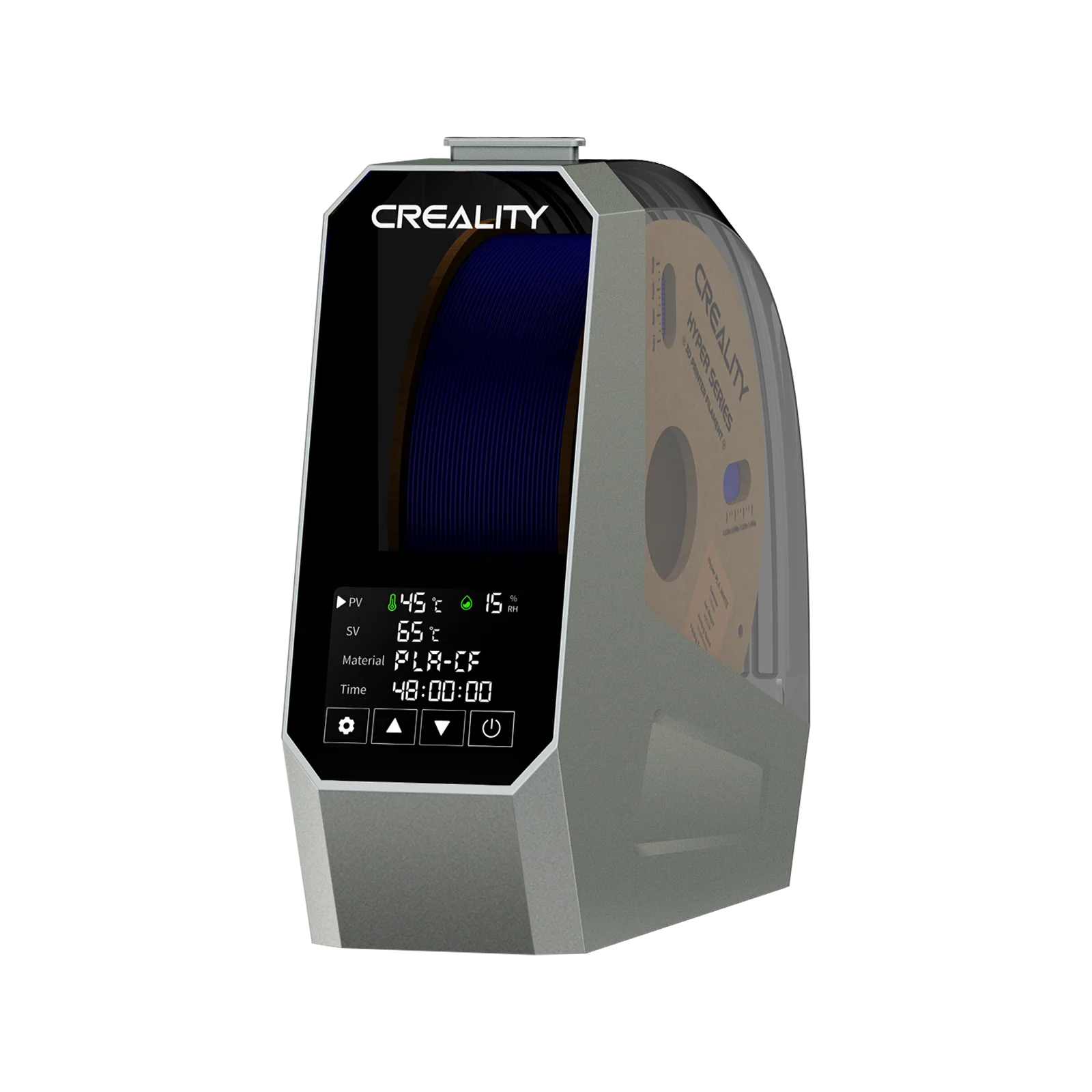 3dfactorylb Creality Space Pi filament dryer accessory for 3D printing, shown with drying chamber and control panel.