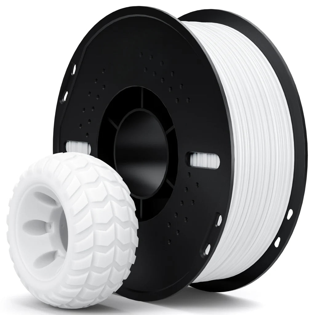 White Elegoo TPU 95A flexible filament 1kg spool, 1.75mm diameter, suitable for 3D printing by 3dfactorylb