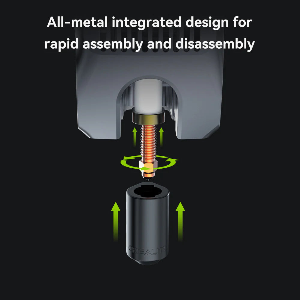 3dfactorylb Unicorn K2P quick-swap 0.4mm nozzle for Creality K2 Pro 3D printer, close-up of the spare part showing the nozzle tip