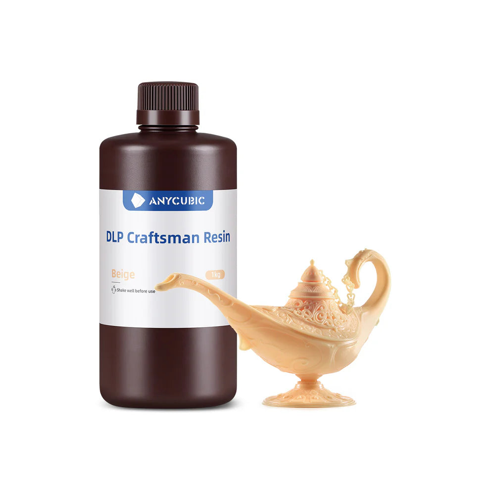 Beige Anycubic DLP Craftsman Resin 1kg jar from 3dfactorylb, showing the resin container with label and product packaging.